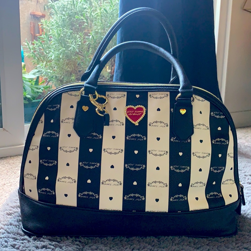 Betsey Johnson New York black/cream stripe handbag